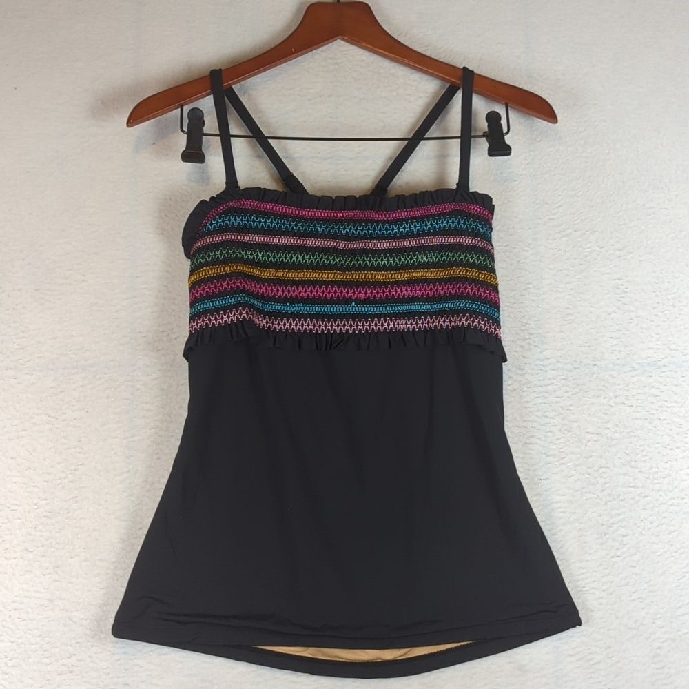 DownEast Multicolor Striped Swim Top